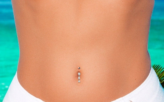 Graduated Lab Diamond Drop Belly Ring  - Pobjoy Diamonds