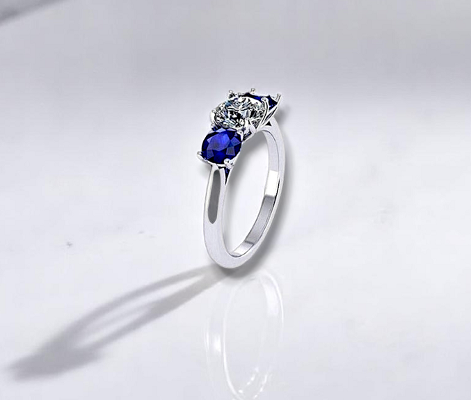 2.00 Carat Diamond And Sapphire Trilogy Ring - Pobjoy Diamonds