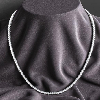 9K White Gold Ladies Lab Diamond Tennis Necklace 4.50 Carats
