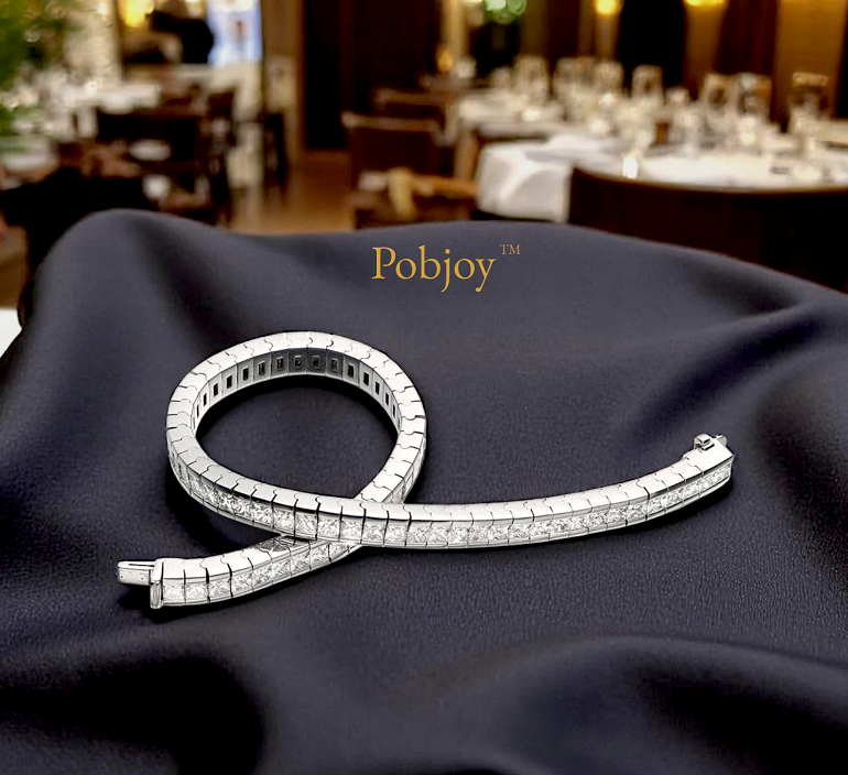 950 Platinum Diamond Tennis Bracelet 8.5 Carats - Pobjoy Diamonds