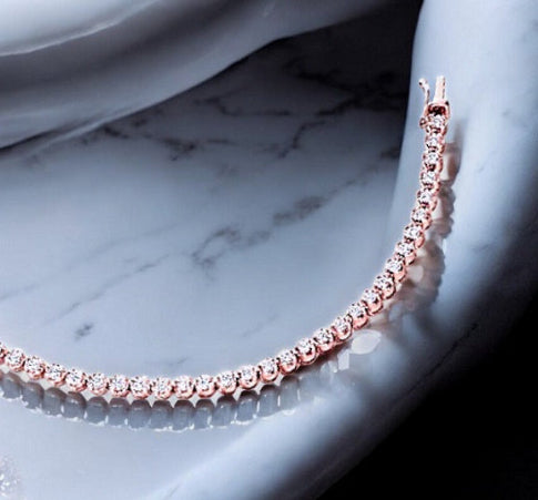 18K Rose Gold Ladies Round Brilliant Cut 2.00 CTW Diamond Tennis Bracelet - Pobjoy Diamonds