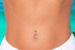 Cream & Grey Cutured Pearl Gold Belly Ring
