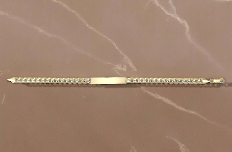 9K Yellow Gold Curb Identity Bracelet 6mm