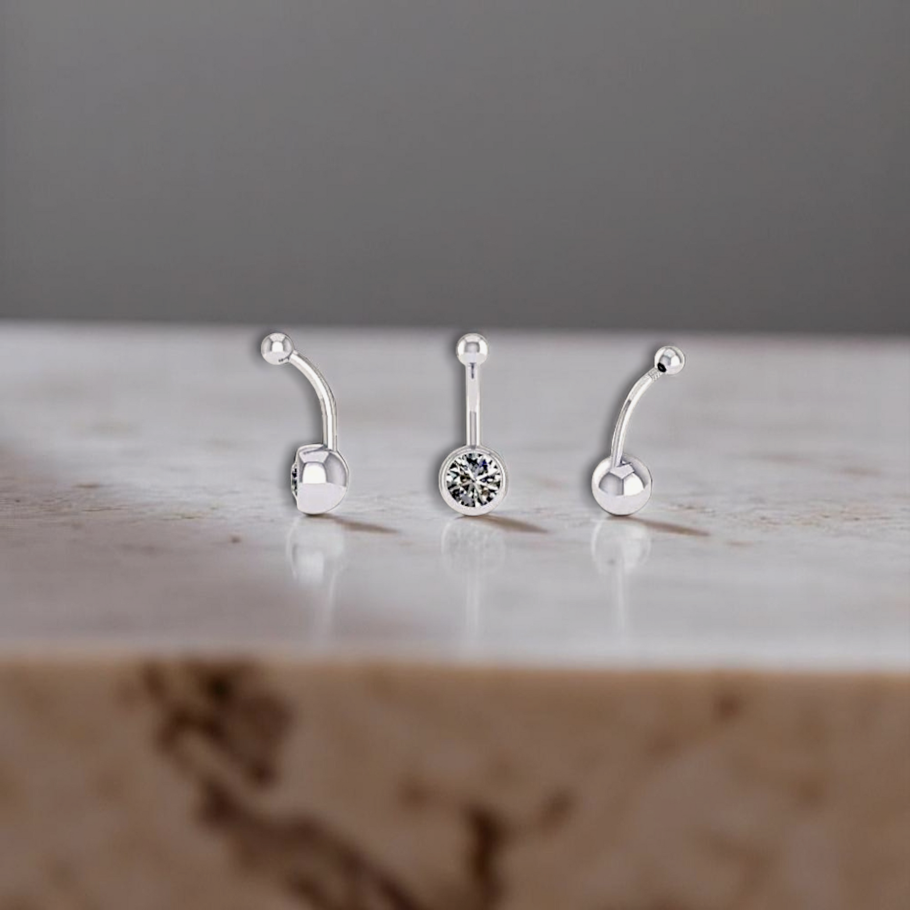 Bezel Setting Platinum Belly Bar - Pobjoy Diamonds