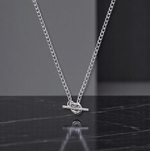 Sterling Silver Curb T-Bar Necklace - Pobjoy Diamonds