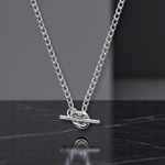 Sterling Silver Curb T-Bar Necklace