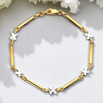 Ladies 9K Yellow & White Gold Kiss Bracelet - Pobjoy