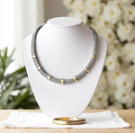 9K Yellow Gold & Sterling Silver Mesh Collar Necklace