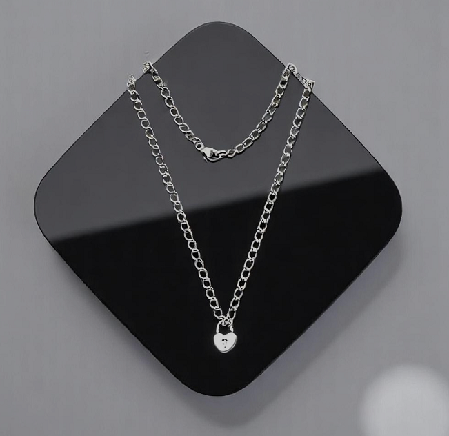 Sterling Silver Large Curb Link Padlock Neck Chain - Pobjoy Diamonds