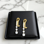 Ladies 18K Gold Diamond Drop Clip-On Earrings-Pobjoy Diamonds