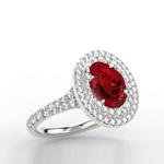 Oval Red Ruby Diamond Cocktail Ring 1.50 Carats