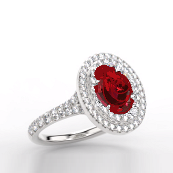 Oval Red Ruby Diamond Cocktail Ring 1.50 Carats