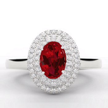 Oval Red Ruby Diamond Cocktail Ring 1.50 Carats