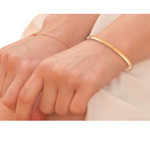 Ladies 9K Gold Diamond Studded D-Shape Bangle - Pobjoy Diamonds