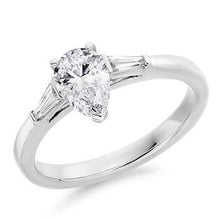 Load image into Gallery viewer, Pear Cut Diamond &amp; Side Baguettes Ring - Pobjoy Diamonds