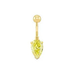 Prong Set Intense Yellow Pear Lab Diamond Belly Ring - Pobjoy Diamonds