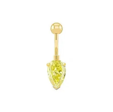 Prong Set Intense Yellow Pear Lab Diamond Belly Ring - Pobjoy Diamonds