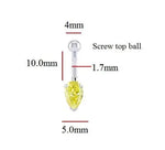 Prong Set Intense Yellow Pear Lab Diamond Belly Ring - Pobjoy Diamonds