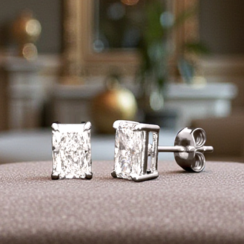 Radiant Brilliant Cut Natural Diamond Earrings-GIA. Options