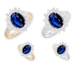 Bespoke Order Sapphire & Diamond Cluster Ring. Initial Deposit - Pobjoy Diamonds