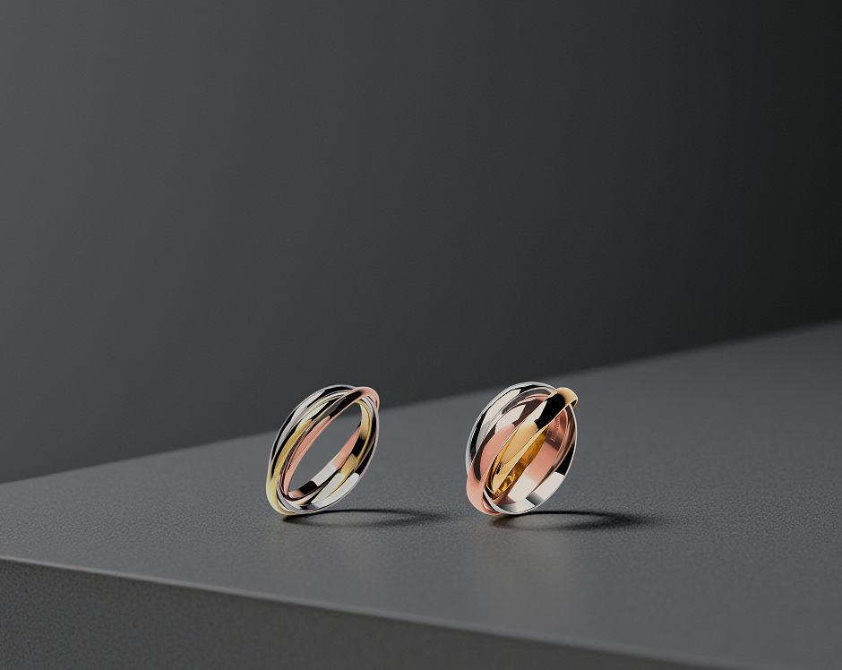 9K Gold Three Colour Russian Wedding Ring - Options - Pobjoy Diamonds