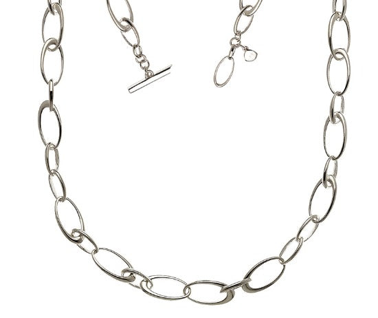 Ladies Sterling Silver Oval Hoop Echo Necklace - Pobjoy Diamonds