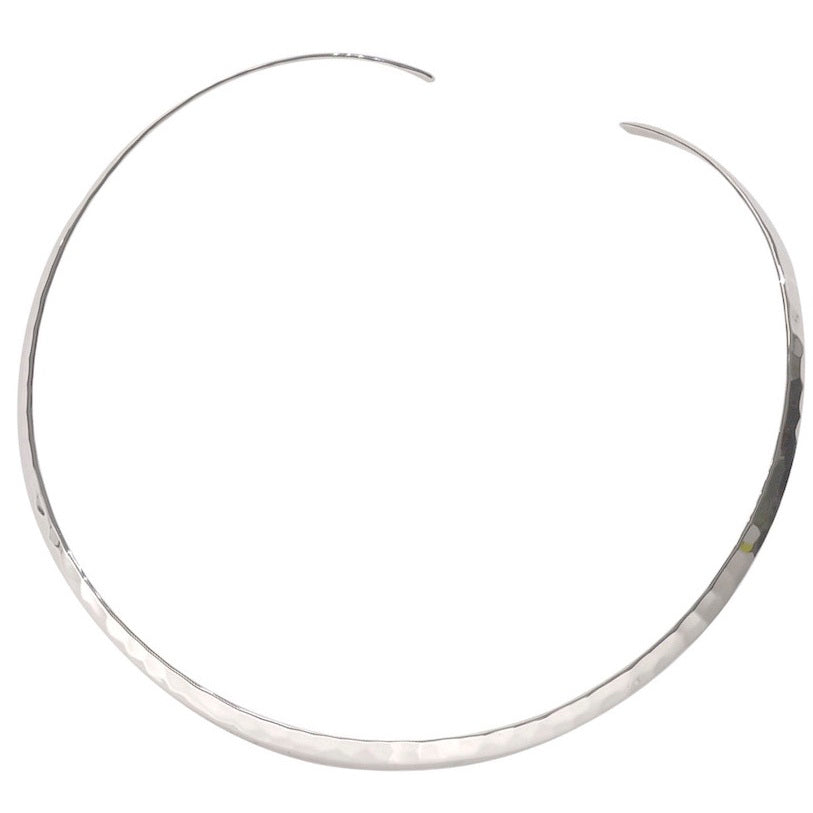 Hammered Sterling Silver Ladies Torque Necklace