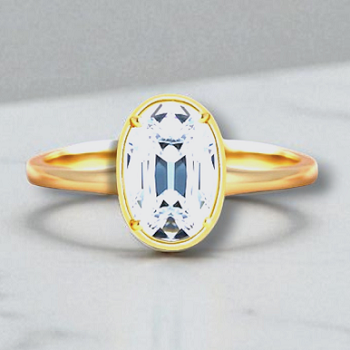 18K Yellow Gold Lab Grown 8.0 Carat Old Miner Diamond Vintage Style Ring. Pobjoy Diamonds.