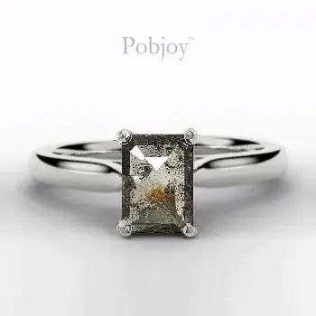 Salt & Pepper Emerald Cut Diamond Ring 1.00 Carat - Pobjoy Diamonds