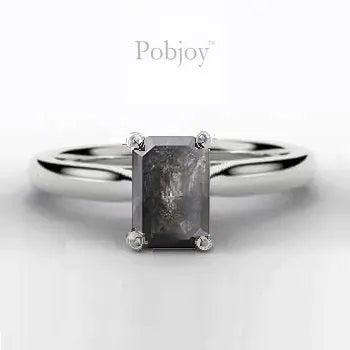 Salt & Pepper Emerald Cut Diamond Ring 1.00 Carat - Pobjoy Diamonds