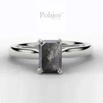 Salt & Pepper Emerald Cut Diamond Ring 1.00 Carat - Pobjoy Diamonds