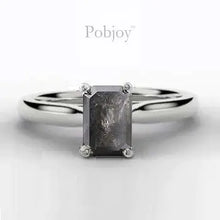 Load image into Gallery viewer, Salt &amp; Pepper Emerald Cut Diamond Ring 1.00 Carat