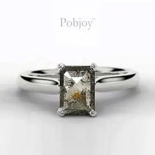 Load image into Gallery viewer, Salt &amp; Pepper Emerald Cut Diamond Ring 1.30 Carat