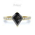 Salt & Pepper Kite Diamond Shoulder Ring 1.28 Carat - Pobjoy Diamonds