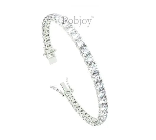 18K White Gold Diamond Tennis Bracelet 10.00 Carats - F/Si - Pobjoy Diamonds