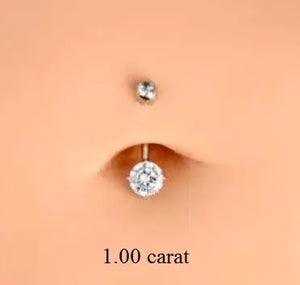 Prong Set Diamond Belly Ring G/Si1- Choice Of Carat Weights