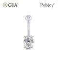Prong Set Oval Diamond Belly Ring G/Si1- Choice Of Carat Weights