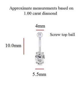 Prong Set Oval Diamond Belly Ring G/Si1- Choice Of Carat Weights