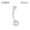 Platinum or 18K Gold Twin Diamond Belly Ring 0.40 Carats - G/Si1