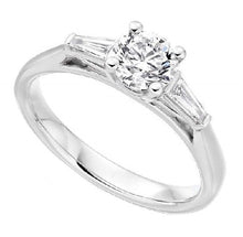 Load image into Gallery viewer, Platinum Round Cut Diamond Ring With Baguettes 1.40 Carat E/VS1