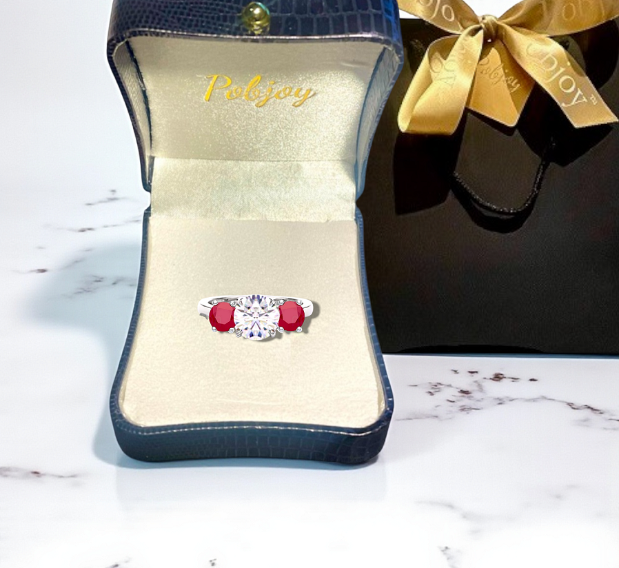 18K Gold Lab Grown Diamond And Ruby Ring - 2.20 Carats - Pobjoy Diamonds