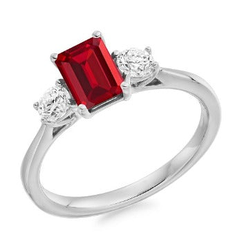 Ruby With Side Diamonds Ring 1.49 Carats Total