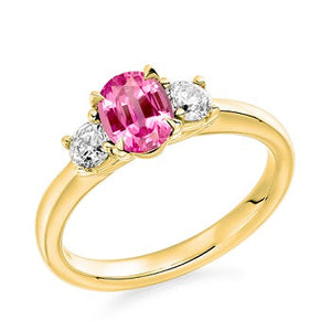 18K Gold Diamond And Pink Sapphire Ring 1.55 Carats E/VS1