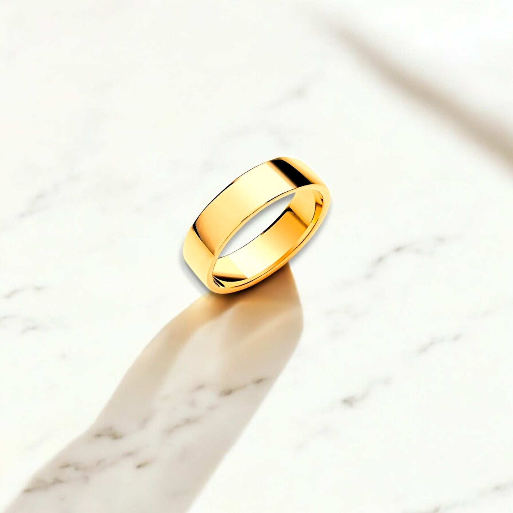 18K Yellow Gold Soft Court 6mm Wedding Band - Pobjoy Diamonds