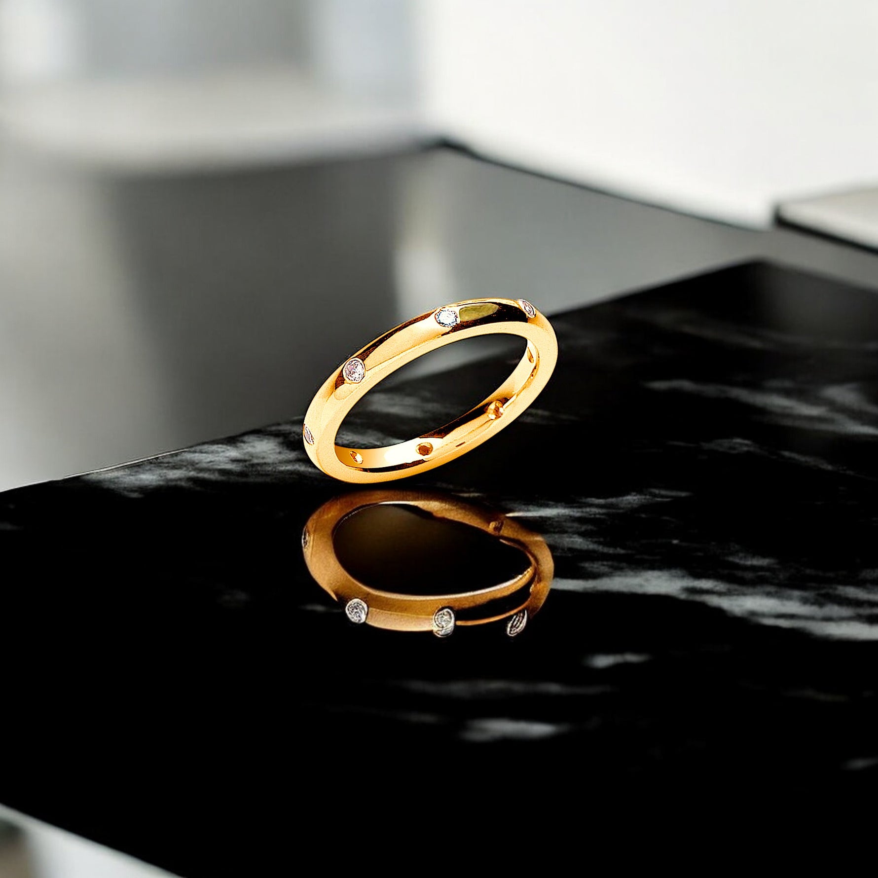 18K Yellow Gold & Diamond 3mm Wedding Band 0.20 Carat - Pobjoy Diamonds