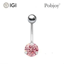 Load image into Gallery viewer, Titanium Fancy Vivid Pink Lab Diamond Belly Ring 0.50 Carat