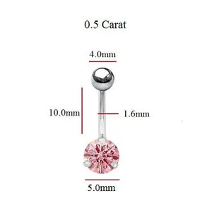 Titanium Fancy Vivid Pink Lab Diamond Belly Ring 0.50 Carat
