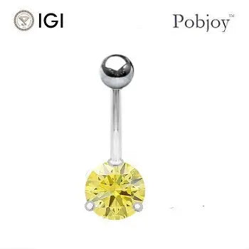 Titanium Fancy Vivid Yellow Lab Diamond Belly Ring 0.60 Carat - Pobjoy Diamonds