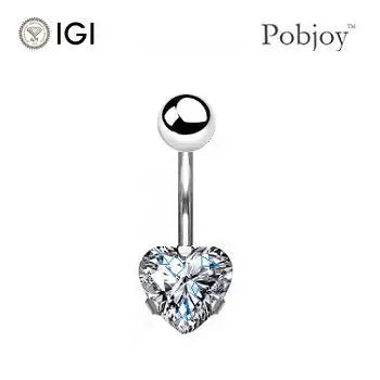 Titanium One Carat Heart Lab Diamond Belly Ring - Pobjoy Diamonds