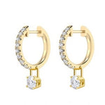 18K Gold Huggie Diamond Drop Earrings